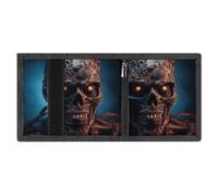 Zombies in The Dark Slim Rfid Blocking Trifold Wallet for Men Minimalist Front Zipper Pocket 8 Card Slots 1 Id Window & Key Hook Lightweight Credit Card Holder for Work Traveling
