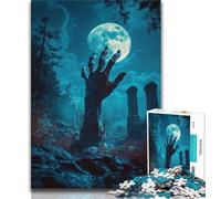 Zombies in The Grave Jigsaw Puzzles for Teenagers,Stress Reliever Staycation Kill Time with Matching Poster And Trivia Sheet (75x50cm)