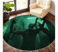 Zombies Round Rugs for Living Room, Doomsday Rug 90cm, Horror Theme Circle Carpet, Washable Round Rugs for Bedroom Dining Room Under the Dining Table