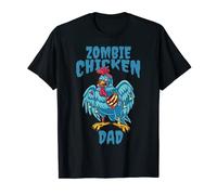 Zombies Undead Funny Rooster Halloween Zombie Chicken Dad T-Shirt