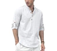 Zombom Men's Kurta Shirt made from solid cotton blend, straight, regular fit, full sleeves, short kurta shirt, White, 4XL