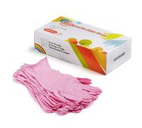 ZOMCHAIN Kids Gloves Disposable, Nitrile Gloves for 7-14 Years - Latex Free, Food Grade, Powder Free - for Crafting, Painting, Gardening, Cooking, Cleaning - 100 PCS Pink