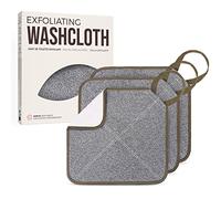 ZOMCHI 3 Pack Exfoliating Washcloths, Premium Face and Body Wash Cloths with Softness and Scrubbing on Two Sides, Bath Towels for Men and Women (Black)