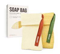 ZOMCHI Bar Soap Saver Bag with Different Roughness, Exfoliating Soap Bag for Body Wash (2 Pieces, Yellow)