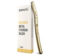 ZOMCHI Dermaplaning Tool for Face, Eyebrow Shaper for Women and Men, Precision Silicone Cover, Reusable Metal Handle - Matte Gold
