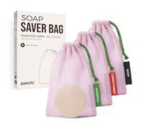 ZOMCHI Foaming Bar Holder for Shower, Mesh Hanging Pouches with Loop, Designed for Body, Shampoo & Conditioner Bars, Color-Labeled Set (3 Pack, Pink)