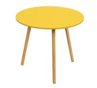 zomebar Small Coffee Table, Household Small Computer Desk Dining Table, Round Kitchen Table with Wood Legs, Kitchen Living Room Leisure Coffee Table Yellow 50cm