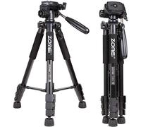 Zomei Q111 Flexible Portable 55" Aluminium Tripod Compact Lightweight 4s Camera Stand with 1/4 Mount 3-Way Panhead and Carrying Bag for Digital DSLR EOS Canon Nikon Sony Panasonic Samsung Black
