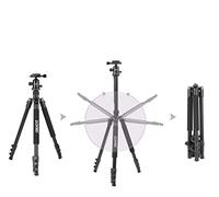 Zomei Q555 Lightweight Alluminum Alloy Camera Tripod with 360 Degree Ball Head + 1/4" Quick Release Plate for Canon Nikon Sony Samsung Panasonic Olympus Fuji DSLR and Camcorders