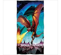 Zomer Bath Towel Microfibre Beach Towel Printed with Fire Dragon Green 70 x 140 cm