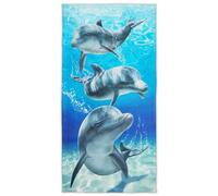 Zomer Beach Towel 70 x 140 cm, Printed Microfibre Bath Towel Byron Bay Dolphin