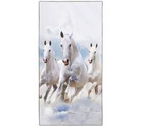 Zomer Beach Towel Large 90 x 180 cm Quick-Drying Microfibre Printed with White Horse Motif