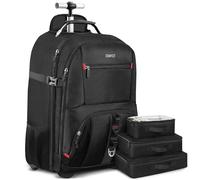 ZOMFELT Rolling Backpack, Travel Backpack with Wheels, Black, 18 Inch, Travel