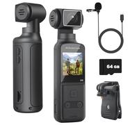 ZOMFOM 4K Body Camera with External Microphone, Mini Video & Audio Pocket Cam 270° Rotation Camera for Outdoor Sport, Bike, Travel, Police Law Enforcement, Personal Civilians, 64GB Included