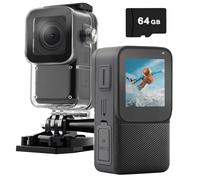 ZOMFOM Waterproof Action Camera 5K/30FPS, Tiny EIS Thumb Underwater Camera 100FT with 1.3 Inch Touch Screen, 64GB Card, Accessories Kits, Sports Cam for Vlogging, Diving, Bike, Travel, Hiking
