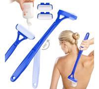 Zomhaos Lotion Applicator for Back & Body，Long Reach Folding Handle with 2 Reusable Foam Rollers Apply Lotion, Medication, Ointment, Sunscreen, Self Tanner & More (Blue)
