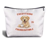 Zomhix Inspirational Labrador Retriever Dog Makeup Bag, Everything is Figureoutable Cosmetic Bags, Yellow Lab Gifts, Motivational Funny Coffee Dog Makeup Zipper Pouch