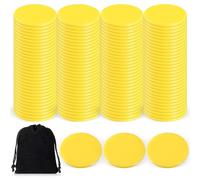 Zomiboo 100 Pieces Counting Chips Counters Leaning Resource 0.98 Inch Plastic Markers Tokens with Storage Bag for Math Counting Education or Games, Yellow