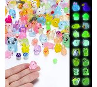 Zomiboo 150 Pcs Mini Luminous Resin Animals Mixed Assorted Tiny Glow in the Dark Resin Animals Small Miniature Figures to Hide for Micro Landscape Fairy Garden Aquarium Dollhouse Decor