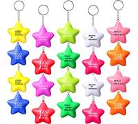 Zomiboo 20 Pcs Motivational Stress Balls Bulk Keychain Foam Star with Relief Quotes Employee Appreciation Gift for Relieve Anger