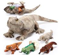 Zomiboo 5 Pieces Bearded Dragon Lizard Plush Toy Set 26 Inch Bearded Dragon Stuffed Animal with 4 Plush Baby Lizards, Simulation Iguana Plush for Boy Girl Birthday Pet Party Favor