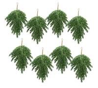 Zomiboo 8 Pcs Christmas Greenery Swag with Eucalyptus Mixed Pine Artificial Teardrop Xmas Wreath Garland Ceder Branches Teardrop Needles Swag Winter for Christmas Mantle (Cypress Pine)