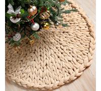Zomiboo Chunky Knitted Christmas Tree Skirt, Beige, 36 Inch | crochet tree skirt,Rustic Farmhouse Christmas Decorations,falda de arbol de navidad