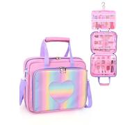 ZOMICE Pink Doll Carrying Case for LOL Surprise Dolls All, Cute Display Storage Bag with Rainbow Heart Front Pocket, Transparent PVC, Portable & Easy to Hang (Bag Only)