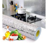 Zomine Kitchen Backsplash Stickers,15.7X196.9inch,Self Adhesive Shelf Liner Drawer Liner Peel and Stick Foil Wallpaper Cabinets Shelf Sticker, Creative Aluminum Waterproof Wallpaper for Home/Kitchen