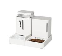 ZOMISIA Gravity Cat Feeder and Water Dispenser, 2 in 1 Cat Self Feeder with 180 Degree Rotatable, 2 Pack Automatic Feeding Large Capacity for Small Medium Dog Puppy Kitten, White, 0.8 Gallon x 2