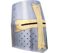 Zomitiya Crusader Great Helmet Knights Helmet Wearable for Adult Medieval Costumes Silver/Halloween/Costumes Silver