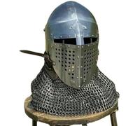 Zomitiya HMB 18 Gauge Steel Medieval ROA Bascinet Helm with Liner, Standard, Silver Chainmail helmet medieval helmet king helmet halloween gifts