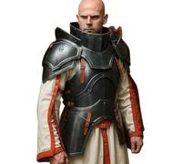 Zomitiya Medieval Dark Steel Cuirass Armor Set with Pauldrons & High Gorget - Adjustable Knight Chestplate for LARP, Cosplay, Reenactment & Costume