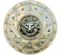 Zomitiya Medieval Lion face Shield Durable Round Metal Battle Shield for Cosplay LARP Halloween Wall Art Decor Display Warrior Knight
