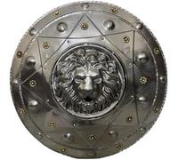 Zomitiya Medieval Round Warrior Historical Lion Face Shield Steel Iron Armor Shield Knight LARP Armour