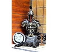 Zomitiya Medieval Shield, Leg & Arm Guard Roman Black Muscle Armor Cuirass Set w/Helmet