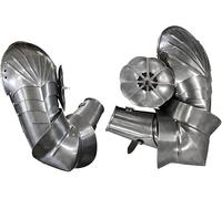 Zomitiya Medieval Steel Full Arm Armor Set - 18 Gauge Polished Plate Arms with Elbow Cops & Pauldrons - Wearable Knight Arm Protection for LARP, Cosplay, SCA & Halloween Costume