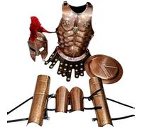 Zomitiya Spartan Armor Set - Helmet, Breastplate, Greaves & Arm Guards | Greek Warrior Copper Antique