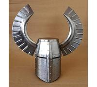 Zomitiya Templar Horn Fantasy Warrior Helmet SCA LARP Knight Helmet Steel Teutonic Knight Winged Helmet
