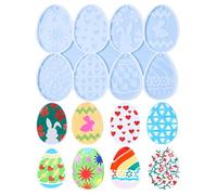 ZOMKIFA Easter Silicone Moulds, 8 Patterns Easter Egg Rabbit Mould for Epoxy Resin Chalk Candles Soap DIY Keyring, Reusable Silicone for Easter Decorations DIY