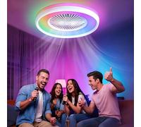 ZOMLBOF 48cm Quiet Fan with 6 Speeds,Alexa Compatible Google Assistant,Reversible,Timer RGB Ceiling Fan Light, Dimmable Smart White Fan Lamp with Memory,APP and Remote,for Bedrooms,Studies Game Rooms