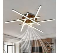 ZOMLBOF Chandelier Ceiling Fans with Lights Memory Timer, 6-Speed Reversible Light Fan Ceiling with App, Smart Quiet Fan Light with Reversible and Dimmable for Living Rooms and Bedrooms-Black||6head