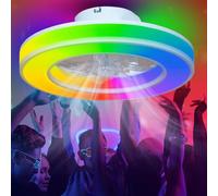 ZOMLBOF Fan Ceiling Lights Quiet Bedroom,Reversible,RGB Ceiling Fan,6 Speeds,Remote Control,3 Color Temperatures,Game Rooms Studies,Smart Ceiling Fan Light and Timer,Memory 45cm
