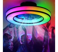 ZOMLBOF Fan Ceiling Lights Quiet Bedroom,Reversible,RGB Ceiling Fan,6 Speeds,Remote Control,3 Color Temperatures,Game Rooms Studies,Smart Ceiling Fan Light and Timer,Memory 45cm