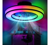 ZOMLBOF Fan Ceiling Lights Quiet Bedroom,Reversible,RGB Ceiling Light Fan,6 Speeds,Remote Control,3 Color Temperatures,Game Rooms Studies,Smart Ceiling Fan Light and Timer,Alexa Compatible,Memory 45cm