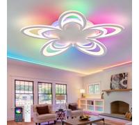 ZOMLBOF Flower Shape Lamp Dimmable with Memory, RGB Ceiling Lights with Speaker, Modern Smart Light with APP Remote Control for Living Room Bedroom Game Room and Party-White||APP