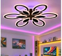 ZOMLBOF RGB Ceiling Light Dimmable from 3000k-6000k 3 Color Temperatures Ceiling Lights Memory Function Chandelier with Remote Control and APP Control Timer Suitable for Bedrooms Living Rooms, Black