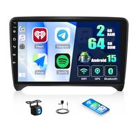 Zomolither 2G+64G Android 15 Car Stereo Radio for Audi TT MK2 8J 2008-2014 Wireless CarPlay Android Auto Mirror Link 9 Inch Touch Screen Bluetooth GPS Sat Nav FM RDS Backup Camera WiFi