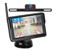 Zomolither 5 Inch HD IPS Wireless Reversing Camera Kit, IP69 Waterproof 720P Truck Camera System with Monitor, 12V Car Vans Pickup SUV with Adjustable Guide Lines, Easy Fit License Plate Frame