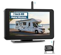 Zomolither BSD Wireless Reversing Camera Kit with 7” IPS Touchscreen Monitor Support DIY Parking Line Image Flip Night Vision Waterproof Rearview 4-Channel Split Screen for Truck RV Car SUVs Pickup